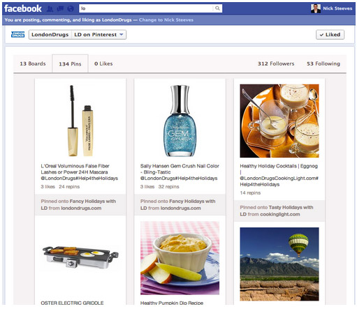 Pinterest tab on Facebook Page