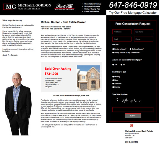 real estate landing page