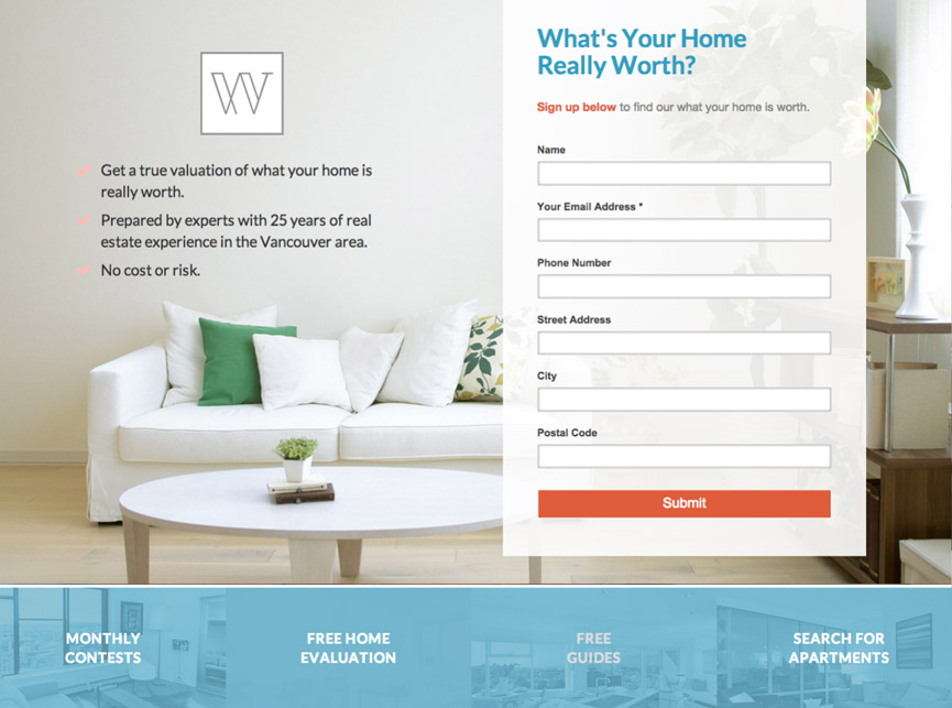 real estate landing page from compass