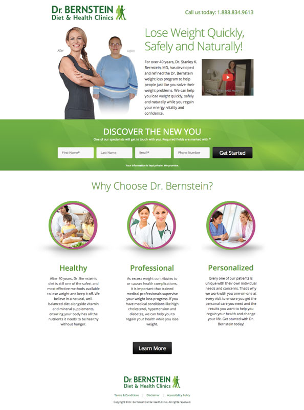 weight loss landing page