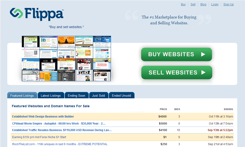 Flippa. Buy a site. Web sel. USABILITYHUB.