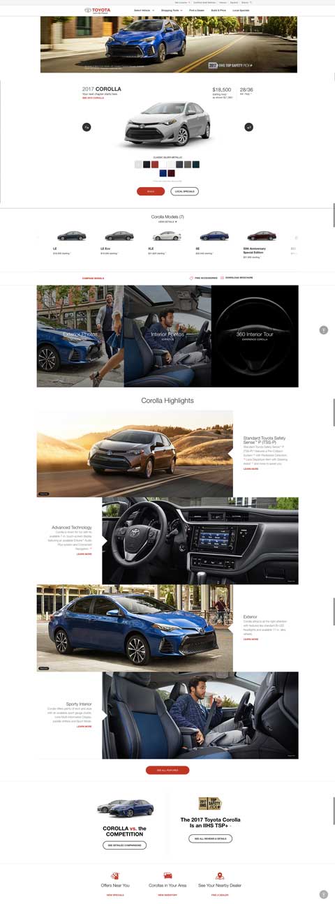 automotive landing pages