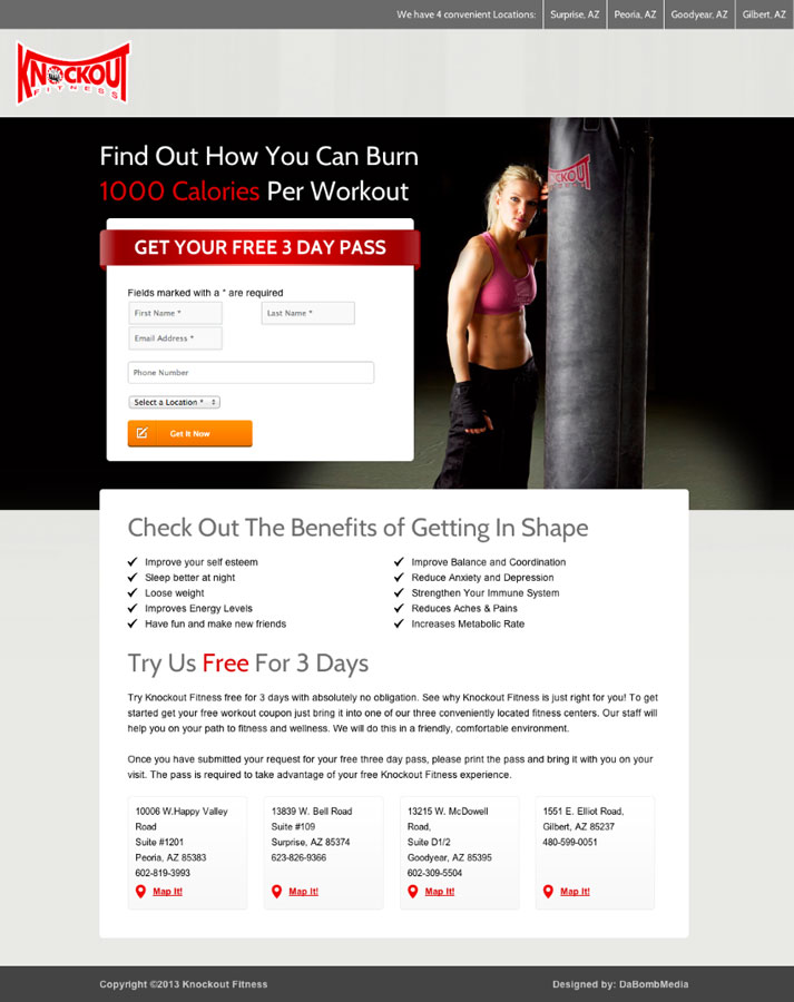 landing pages fitness