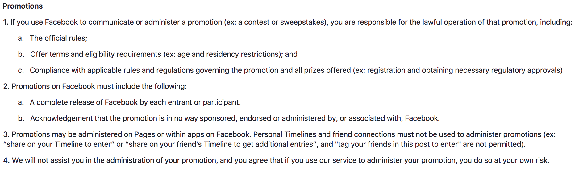 facebook promotion guidelines