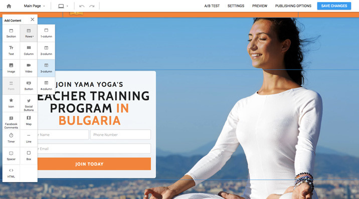 wishpond landing page editor