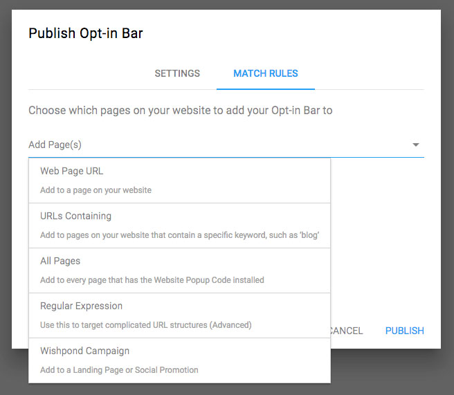 opt-in bar targeting